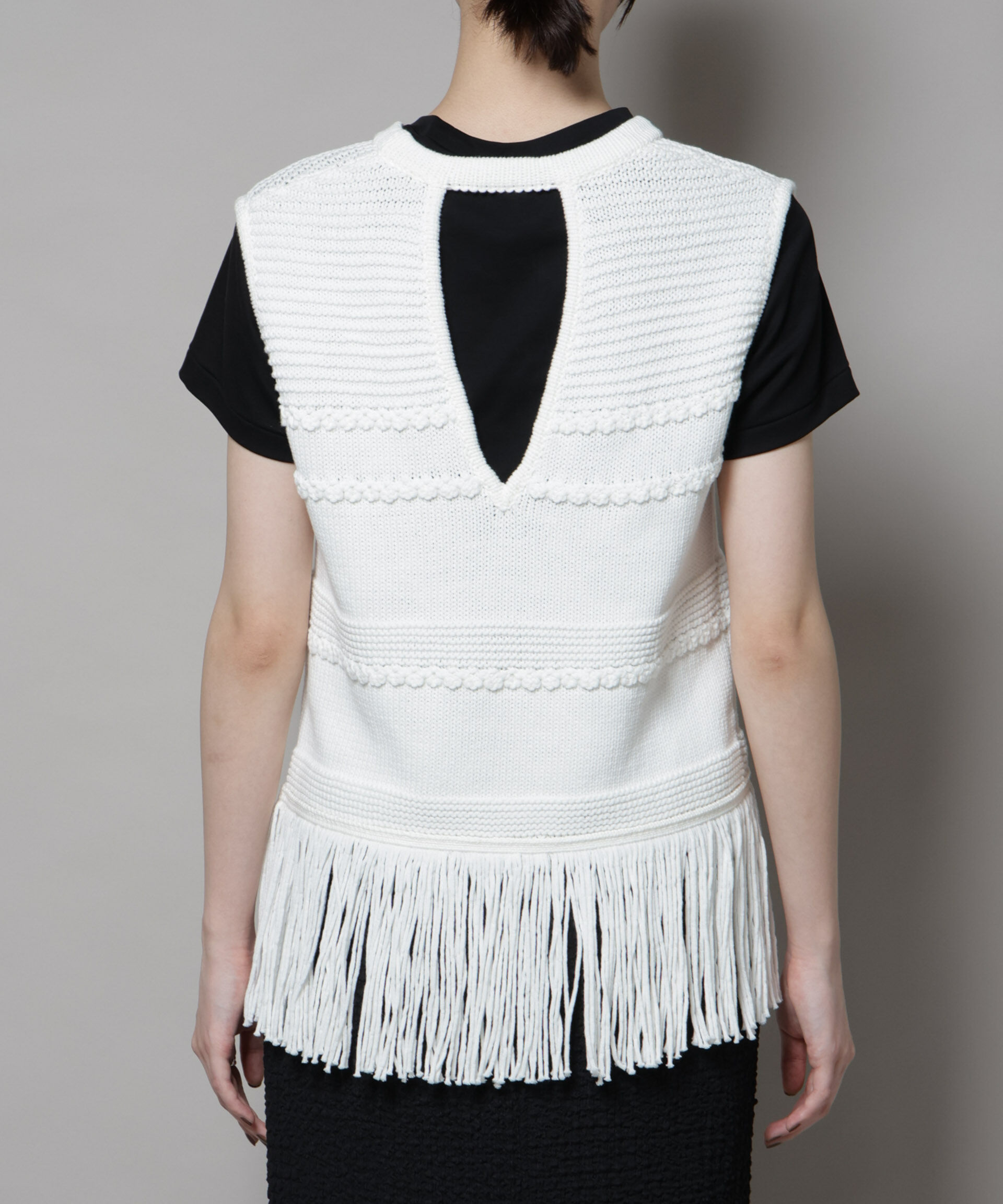 nano･universe「リリヤーンフリンジニットベスト」|ニット・セーター|