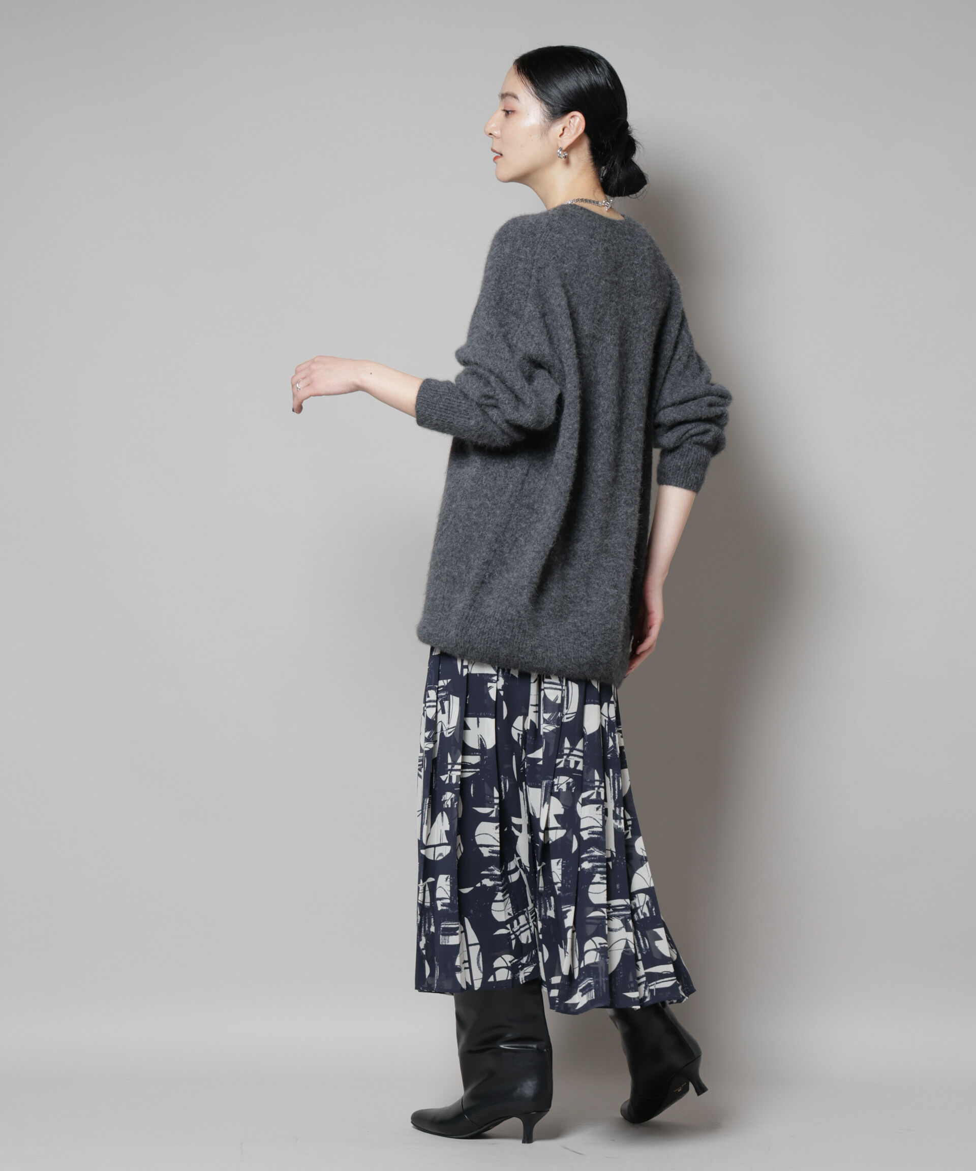 nano･universe「アートプリントジョーゼットプリーツスカート」|スカート|