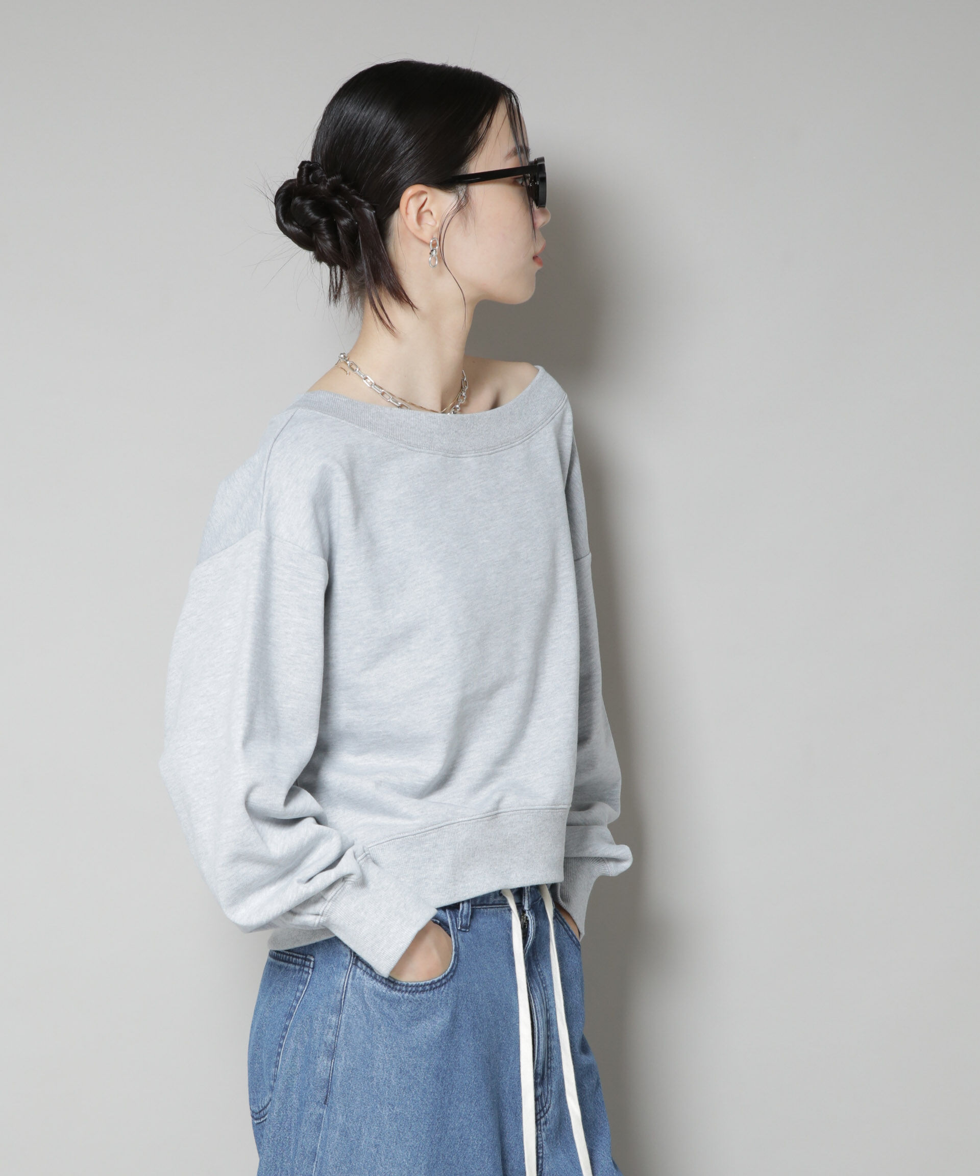 nano･universe「ワイドボートネックスウェットトップス」|Tシャツ・カットソー|