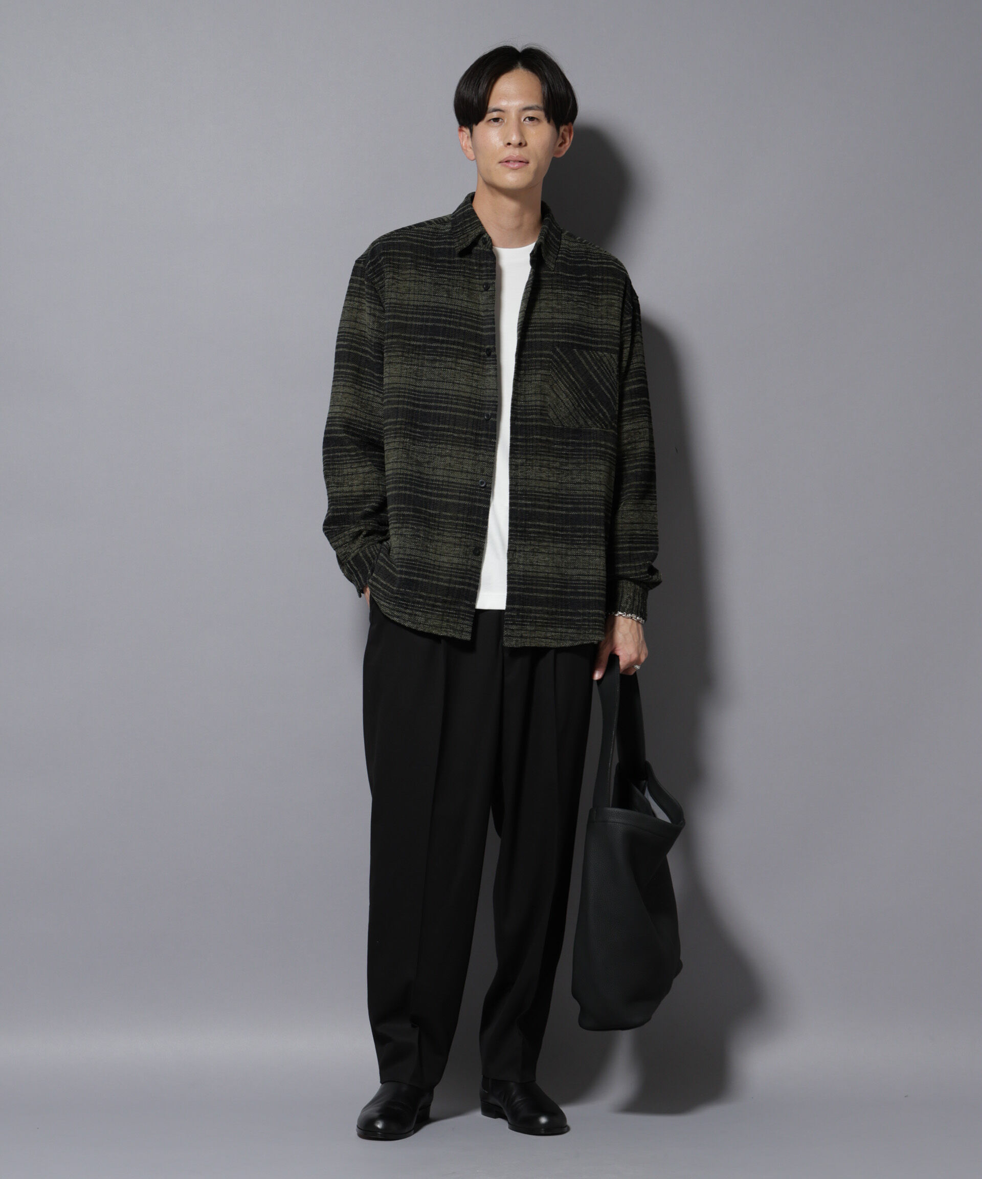 nano･universe「微起毛ワイド2タックテーパードパンツ」|チノ|