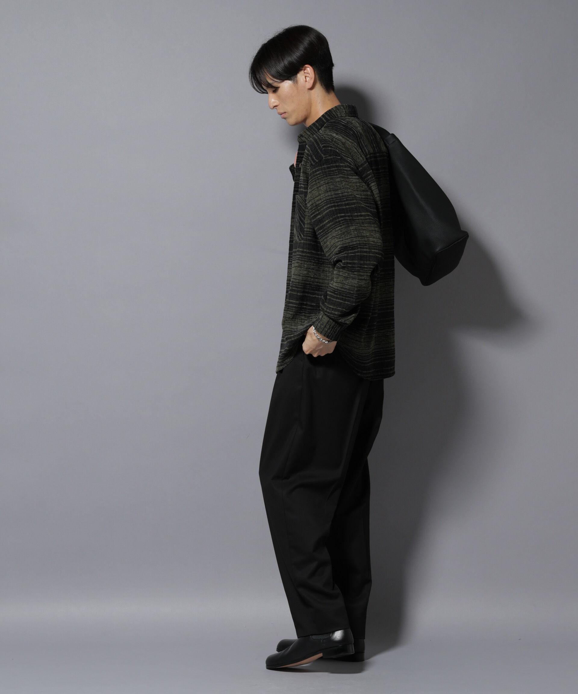 nano･universe「微起毛ワイド2タックテーパードパンツ」|チノ|