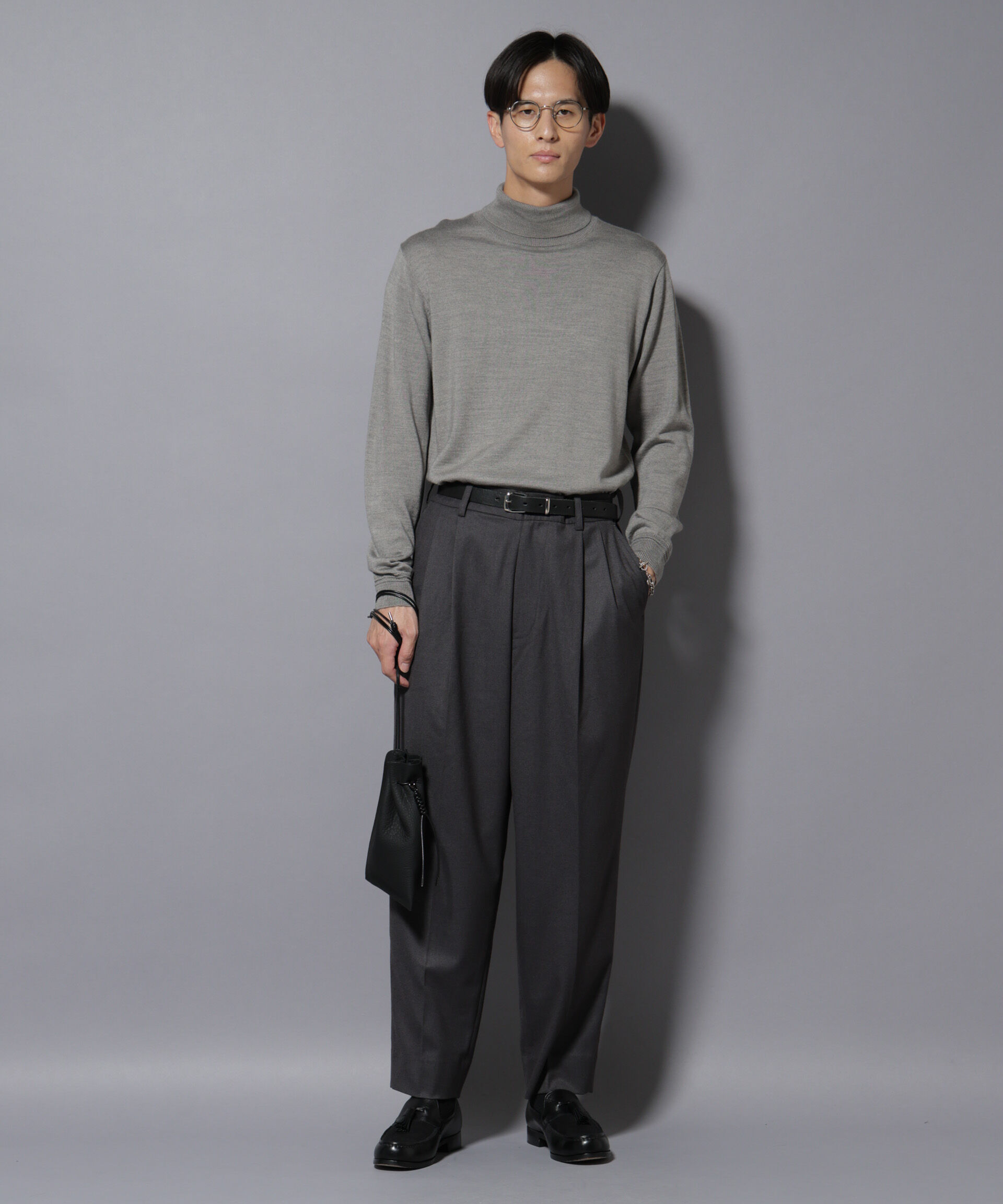 nano･universe「微起毛ワイド2タックテーパードパンツ」|チノ|