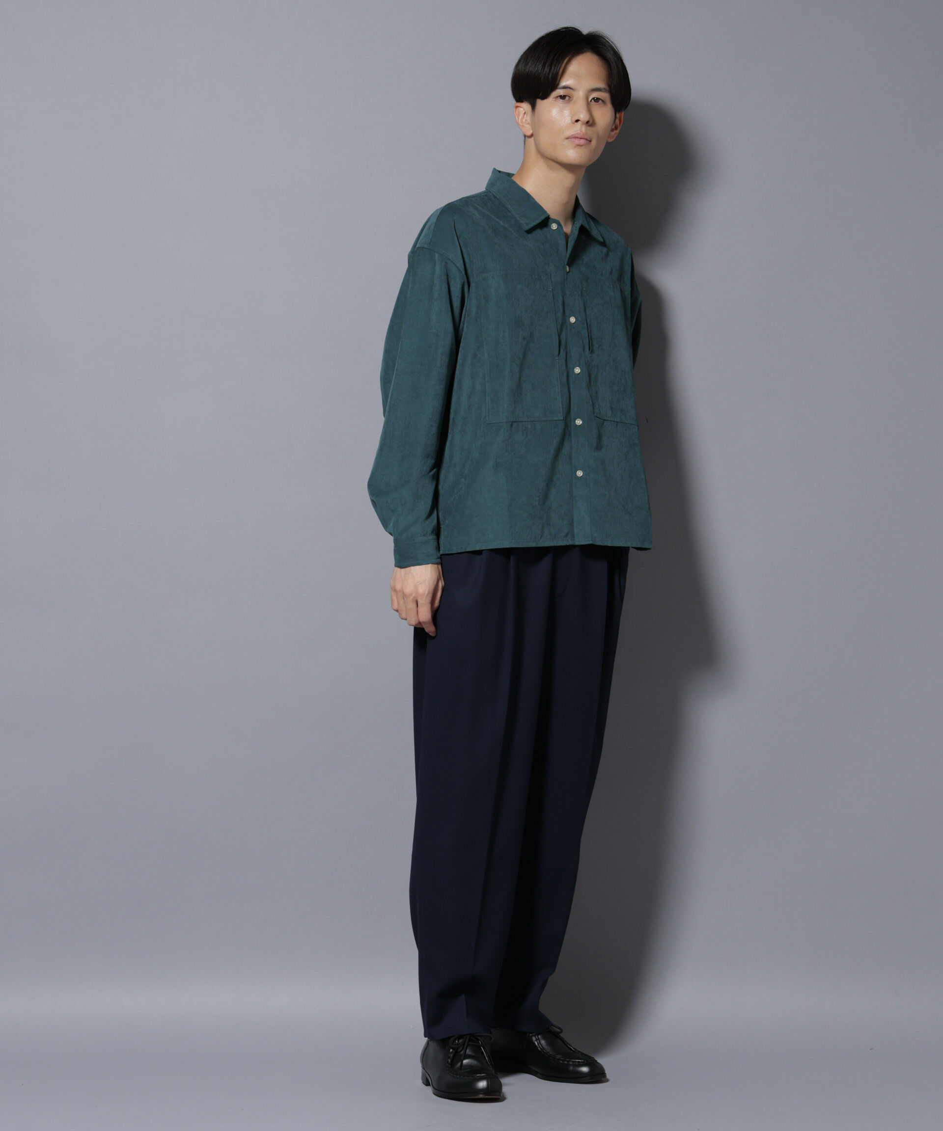 nano･universe「微起毛ワイド2タックテーパードパンツ」|チノ|