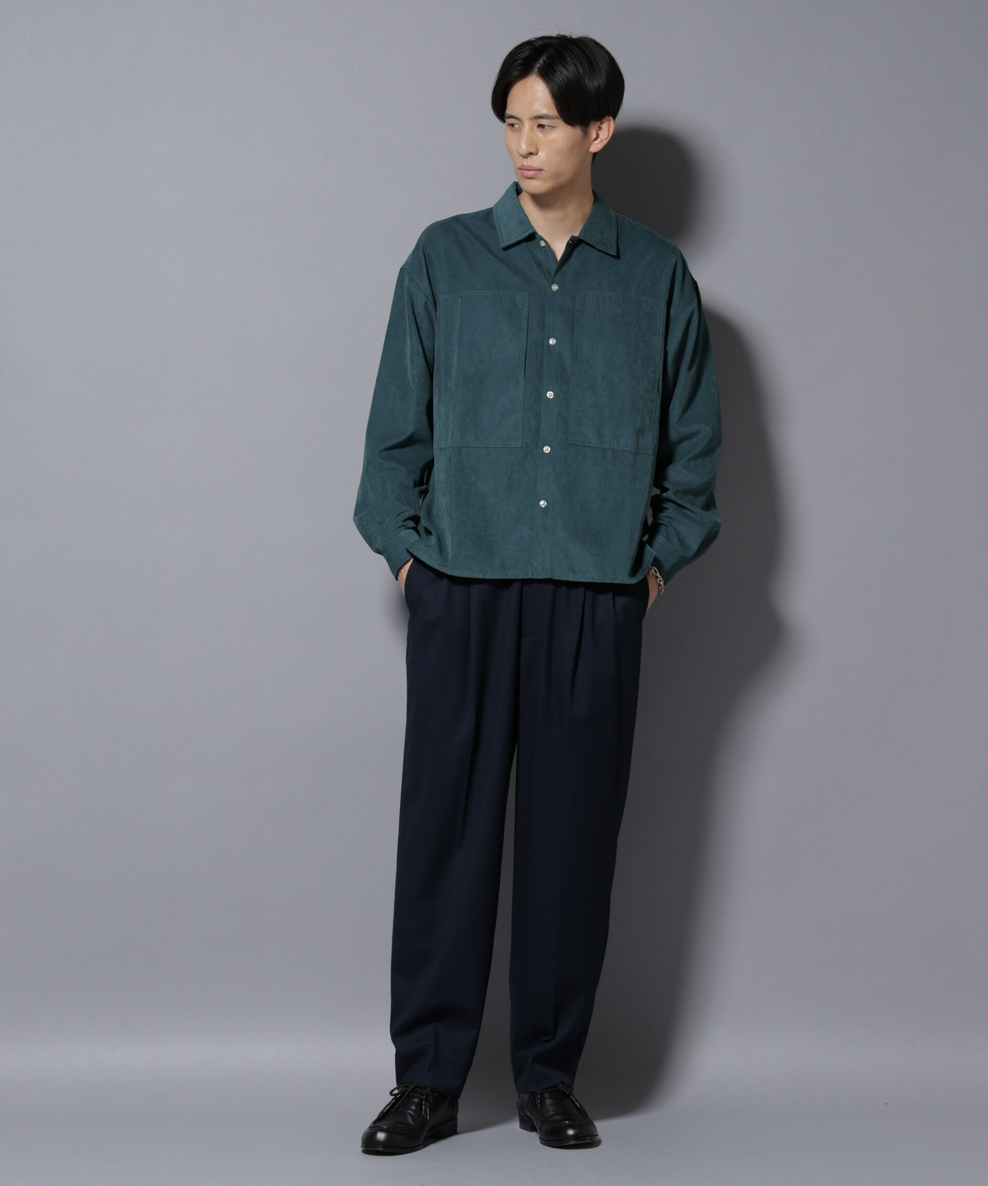 nano･universe「微起毛ワイド2タックテーパードパンツ」|チノ|