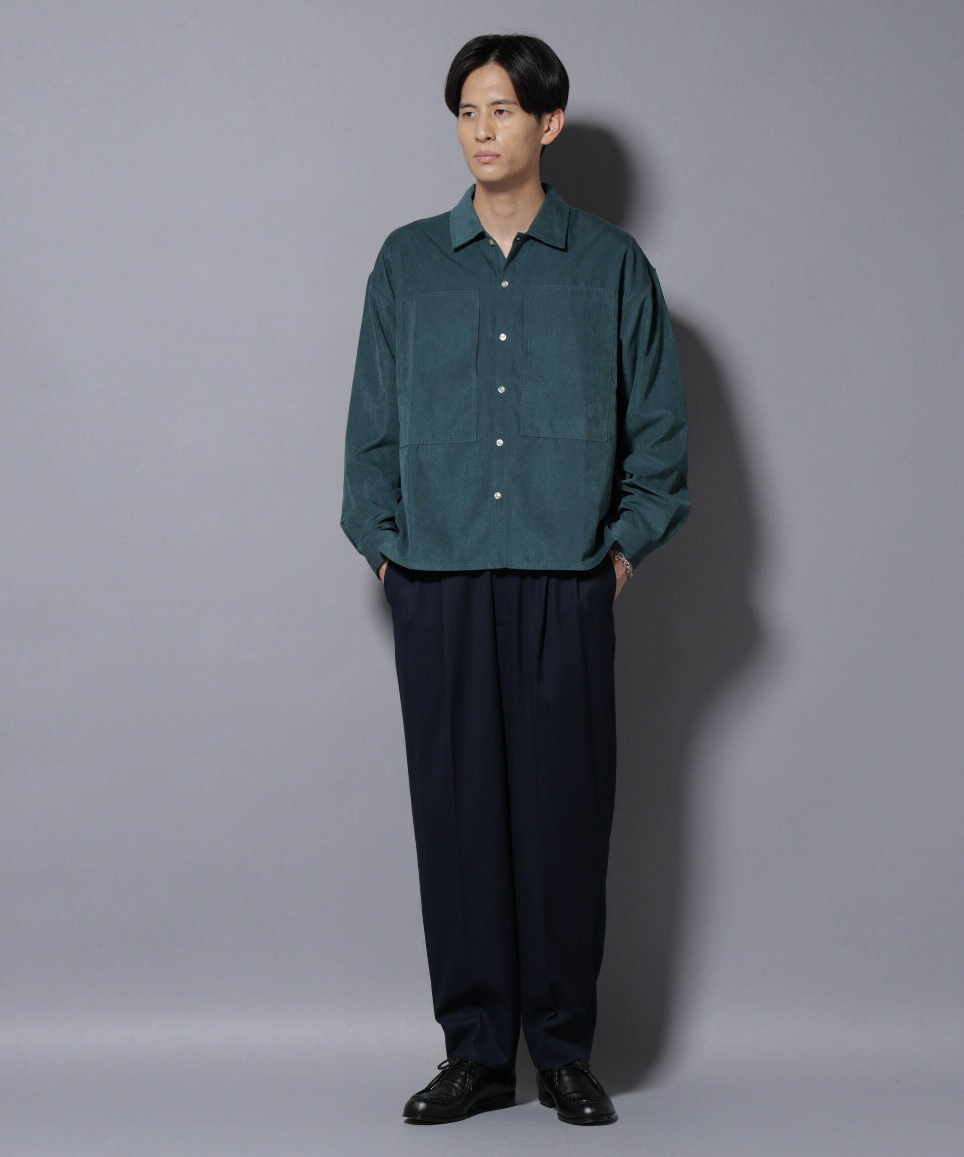 nano･universe「微起毛ワイド2タックテーパードパンツ」|チノ|