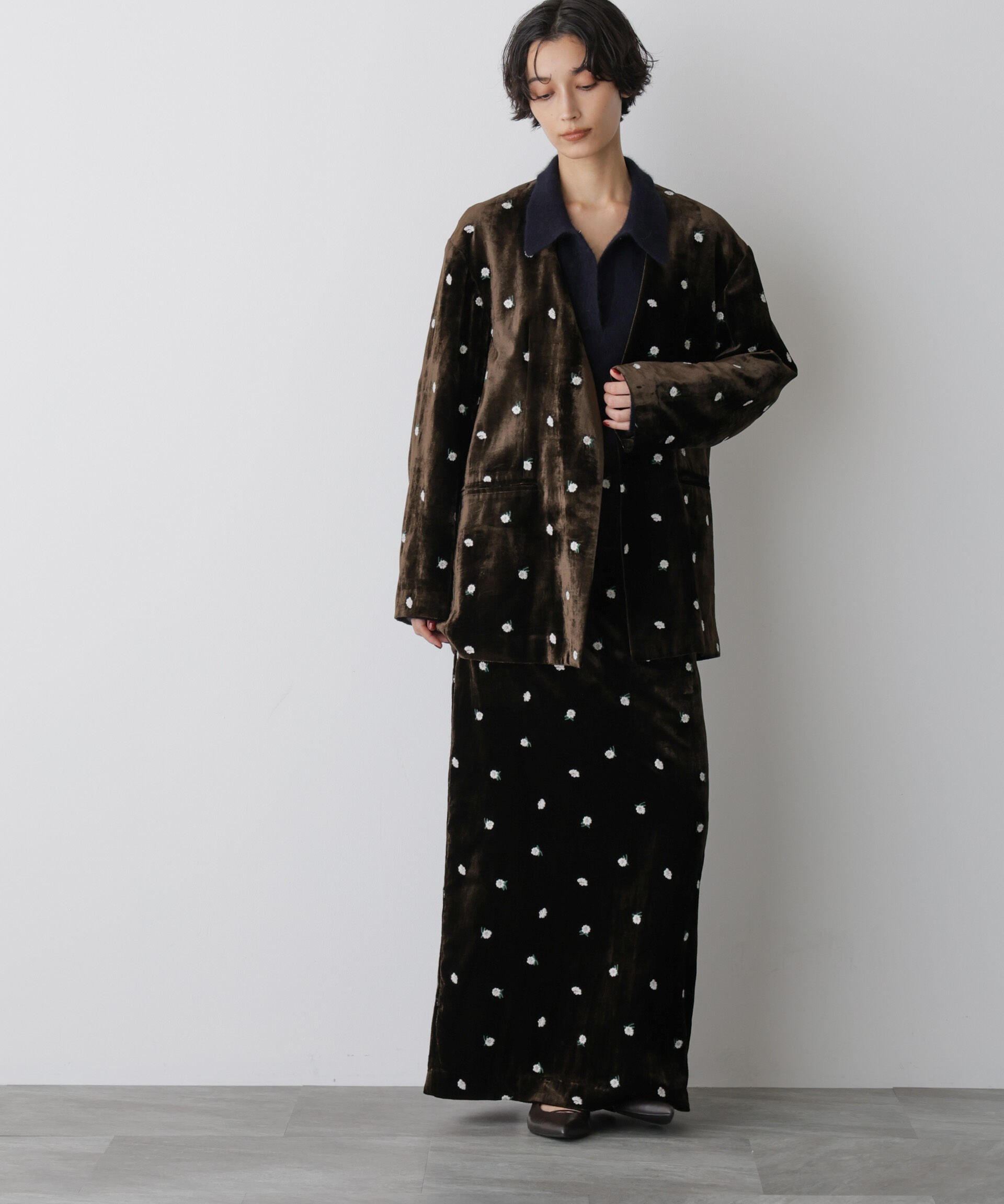  「「STEVELOUR」ベロアブルームロングスカート(セットアップ可)」|スカート|