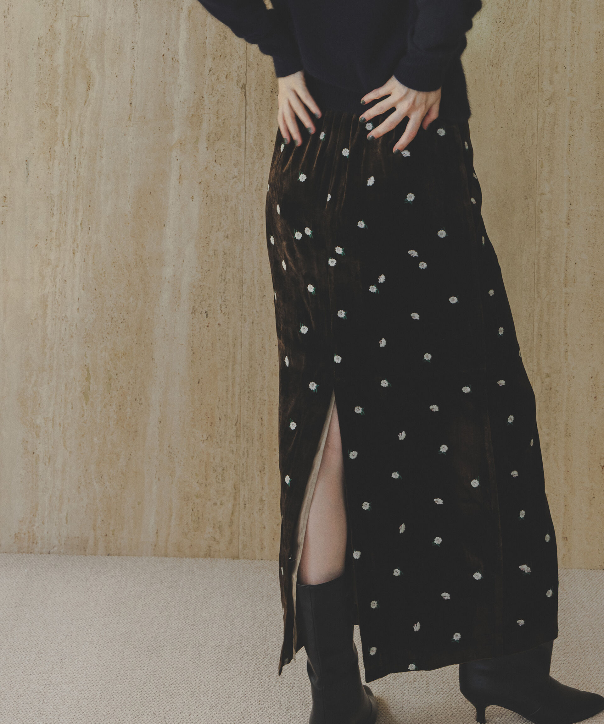  「「STEVELOUR」ベロアブルームロングスカート(セットアップ可)」|スカート|