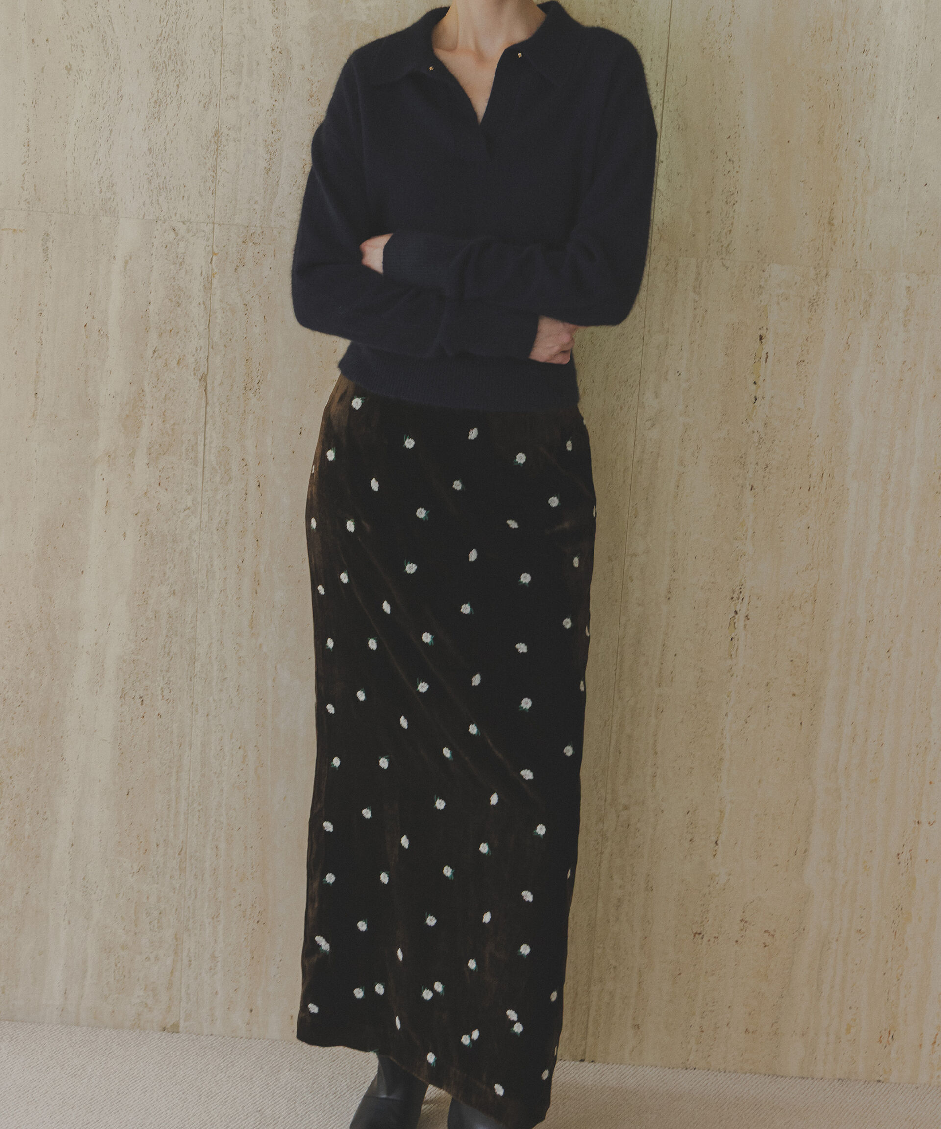  「「STEVELOUR」ベロアブルームロングスカート(セットアップ可)」|スカート|