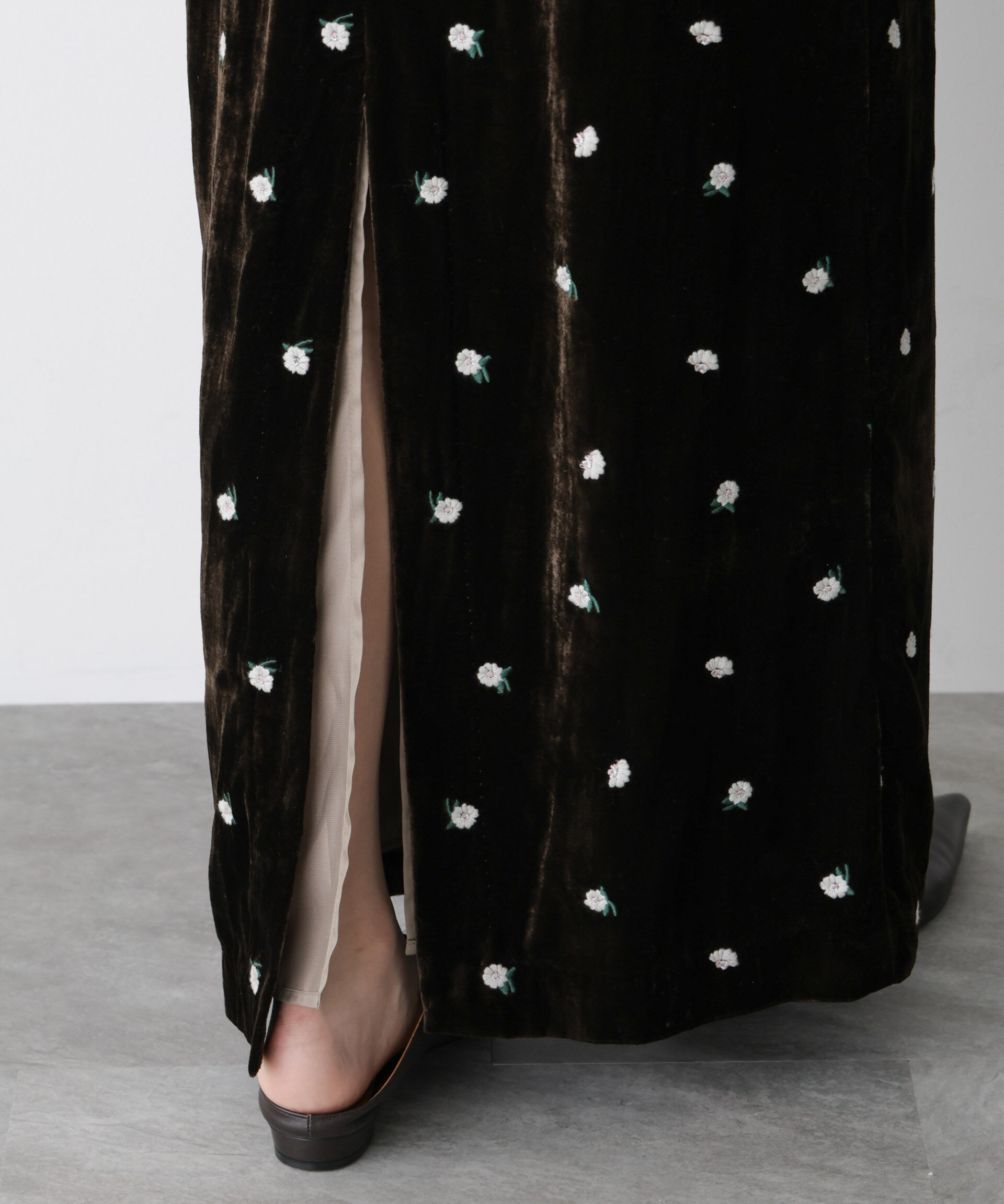  「「STEVELOUR」ベロアブルームロングスカート(セットアップ可)」|スカート|