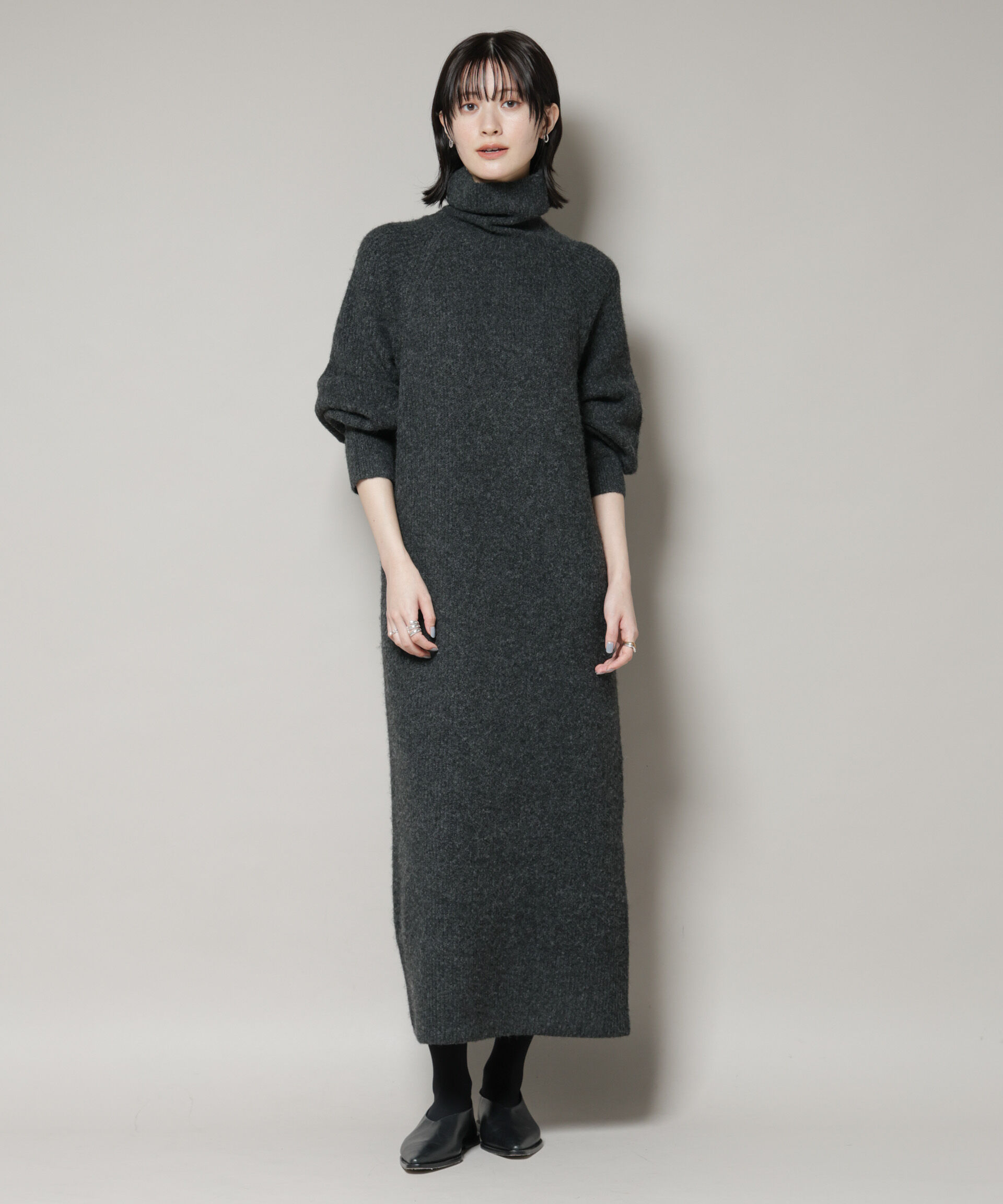 nano･universe「エアリーヤーン畦編タートルニットマキシワンピース」|ワンピース|