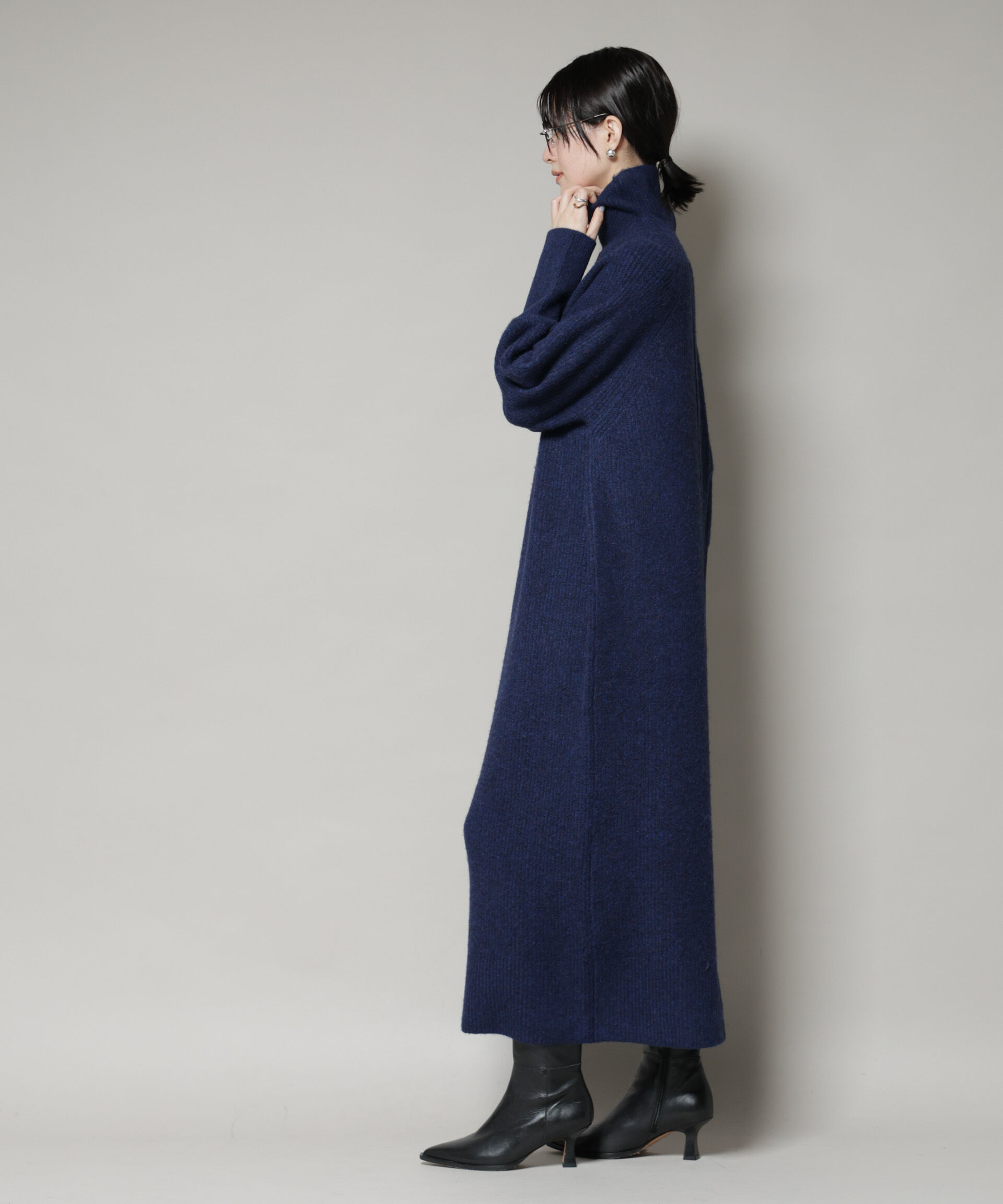 nano･universe「エアリーヤーン畦編タートルニットマキシワンピース」|ワンピース|