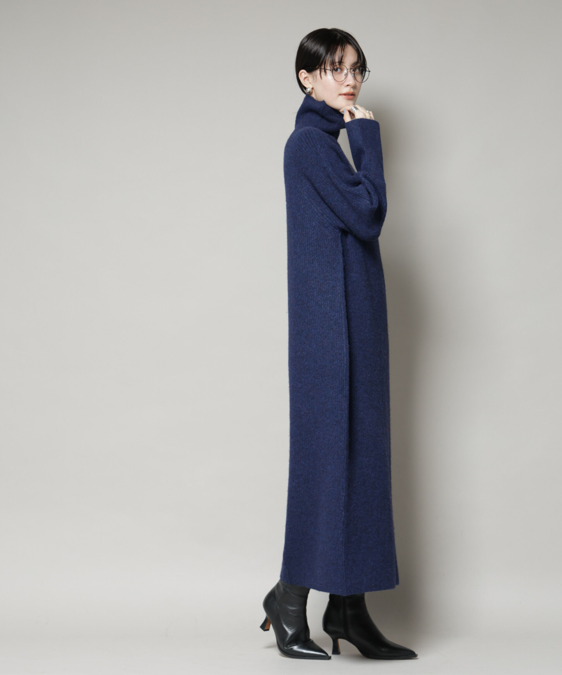 nano･universe「エアリーヤーン畦編タートルニットマキシワンピース」|ワンピース|