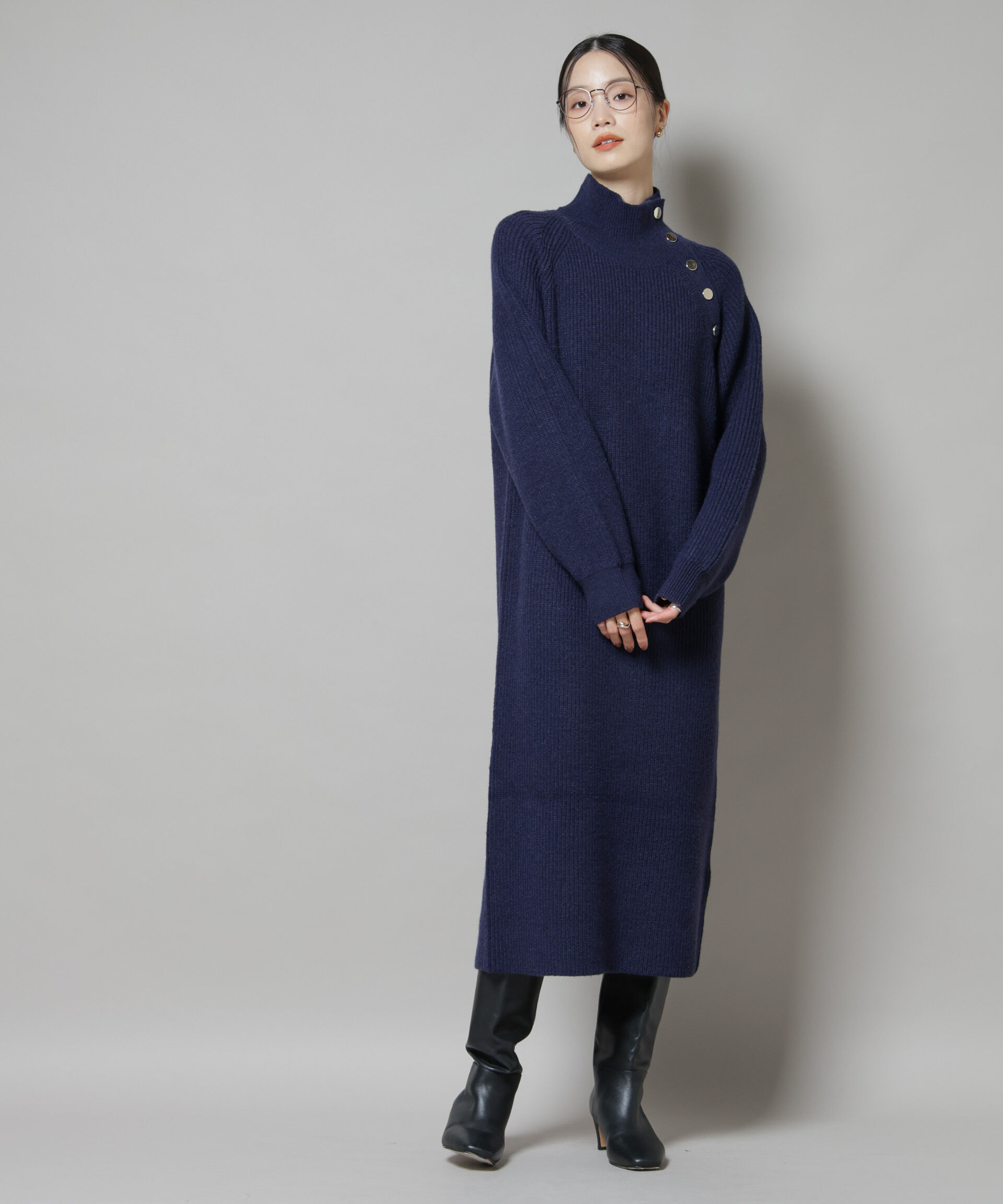 nano･universe「釦ディティールニットワンピース」|ワンピース|