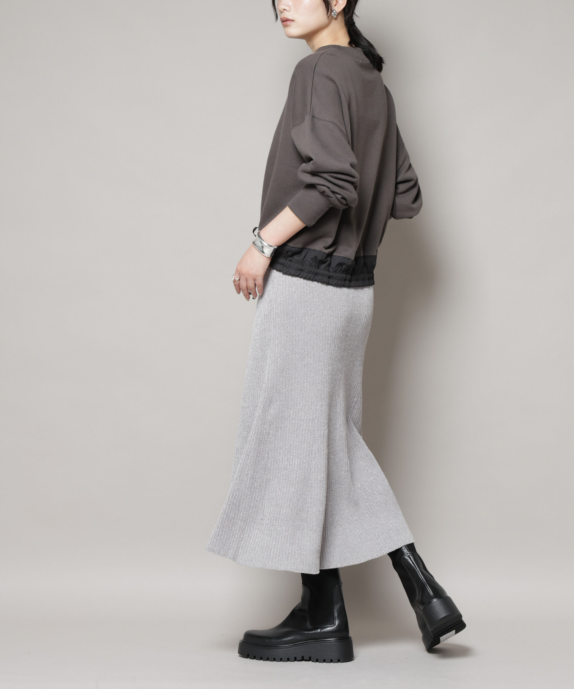 nano･universe「ラメモールワイドリブマーメイドニットスカート(セットアップ可)」|スカート|