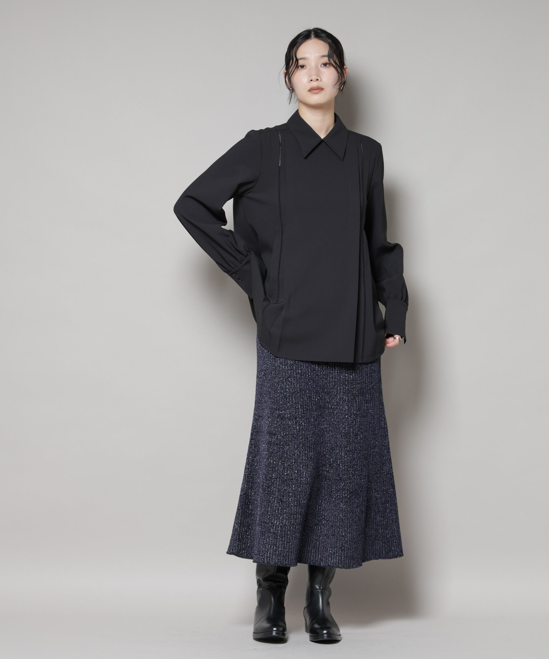 nano･universe「ラメモールワイドリブマーメイドニットスカート(セットアップ可)」|スカート|