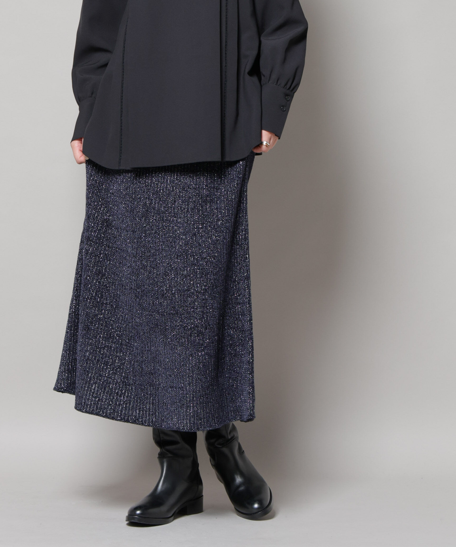 nano･universe「ラメモールワイドリブマーメイドニットスカート(セットアップ可)」|スカート|