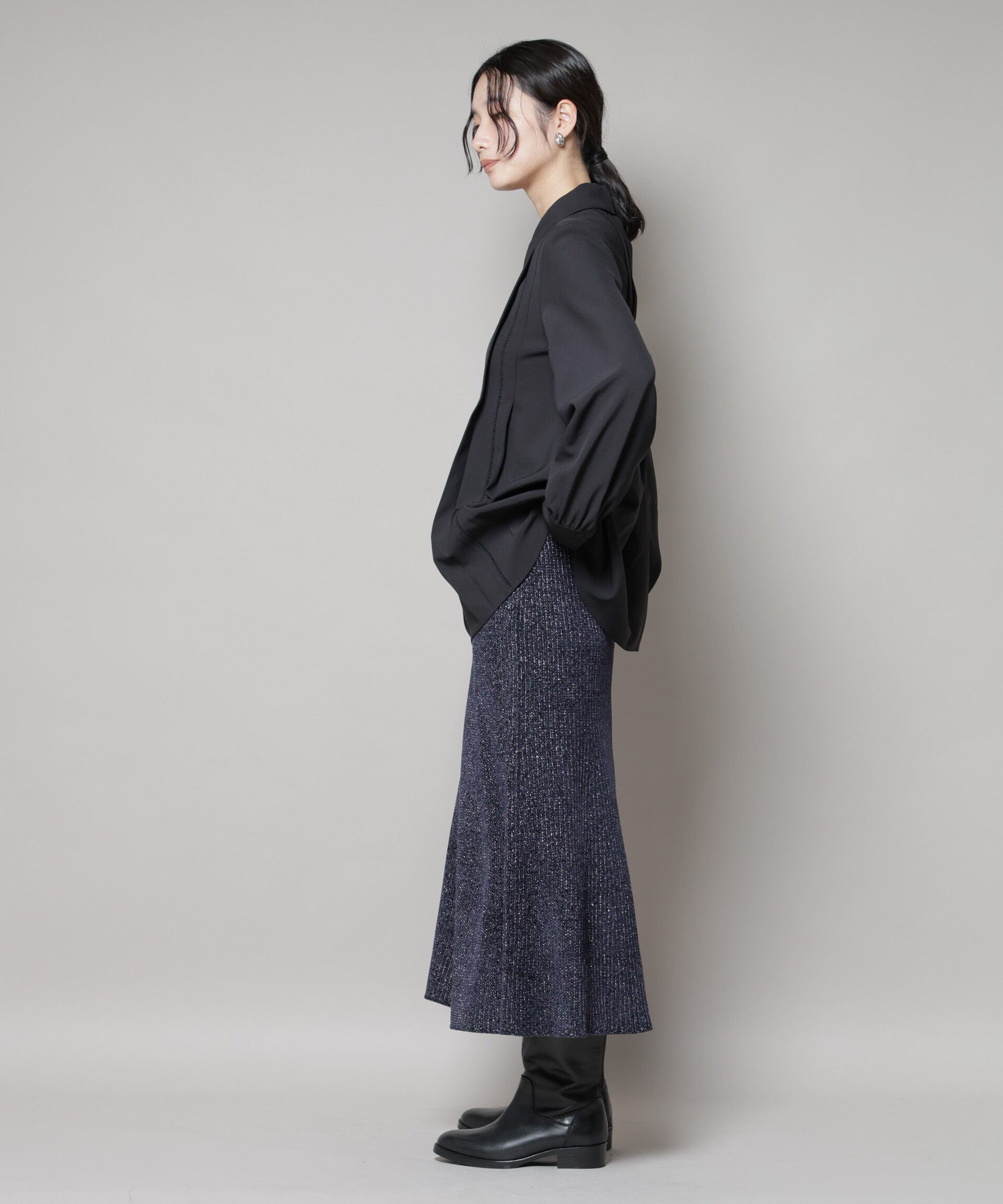 nano･universe「ラメモールワイドリブマーメイドニットスカート(セットアップ可)」|スカート|