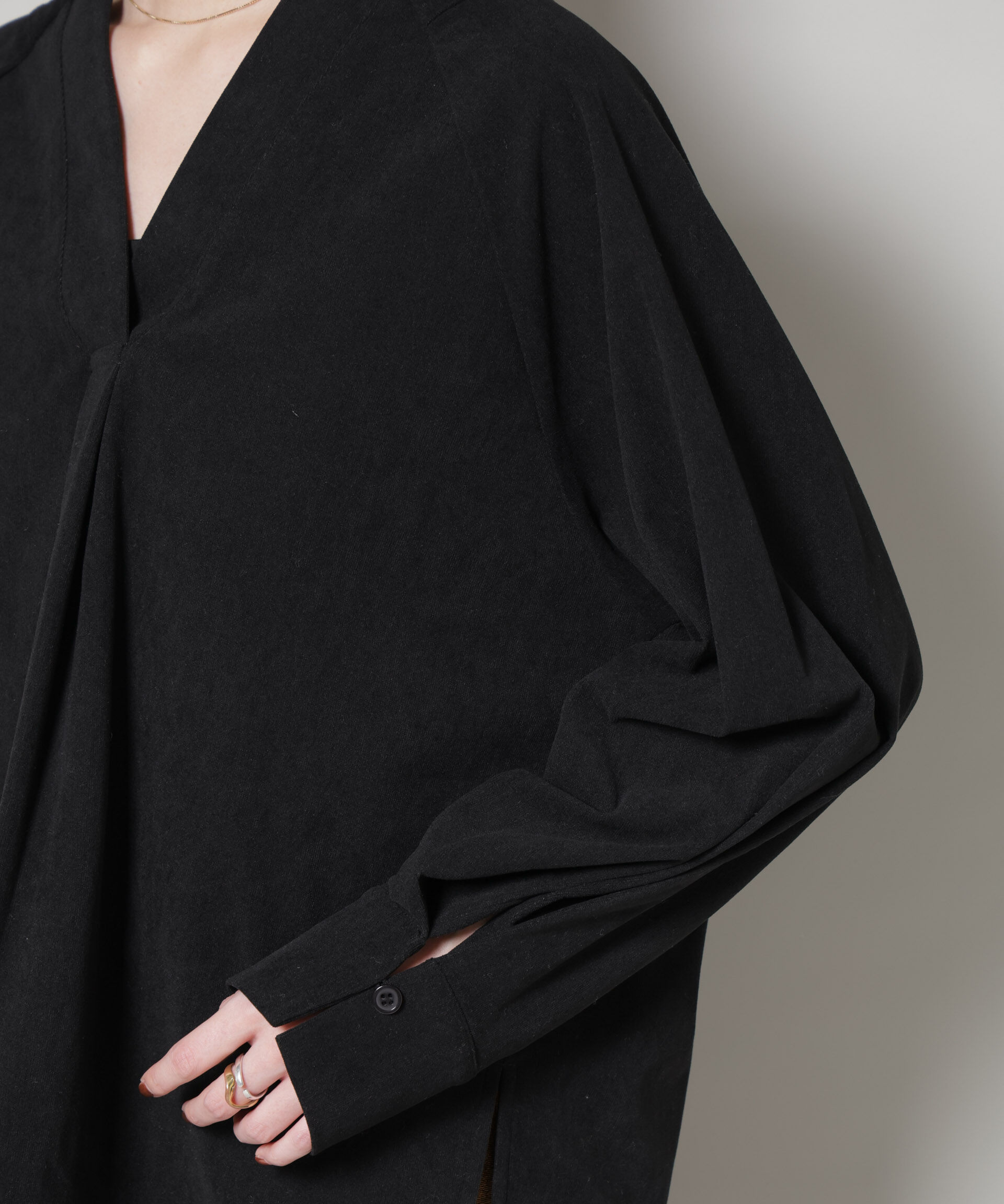 nano･universe「ストレッチ起毛スキッパープルオーバーブラウス(セットアップ可)」|シャツ・ブラウス|