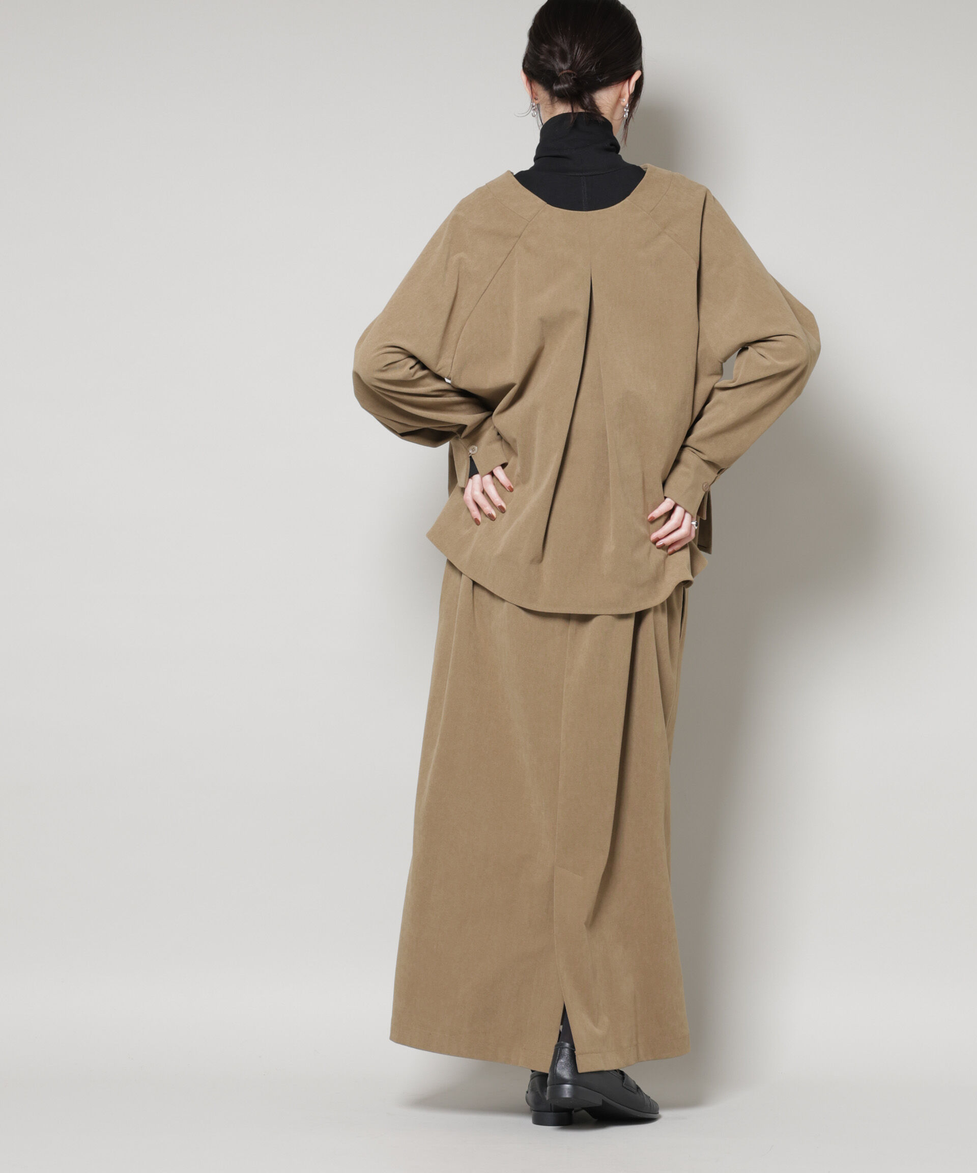 nano･universe「ストレッチ起毛スキッパープルオーバーブラウス(セットアップ可)」|シャツ・ブラウス|