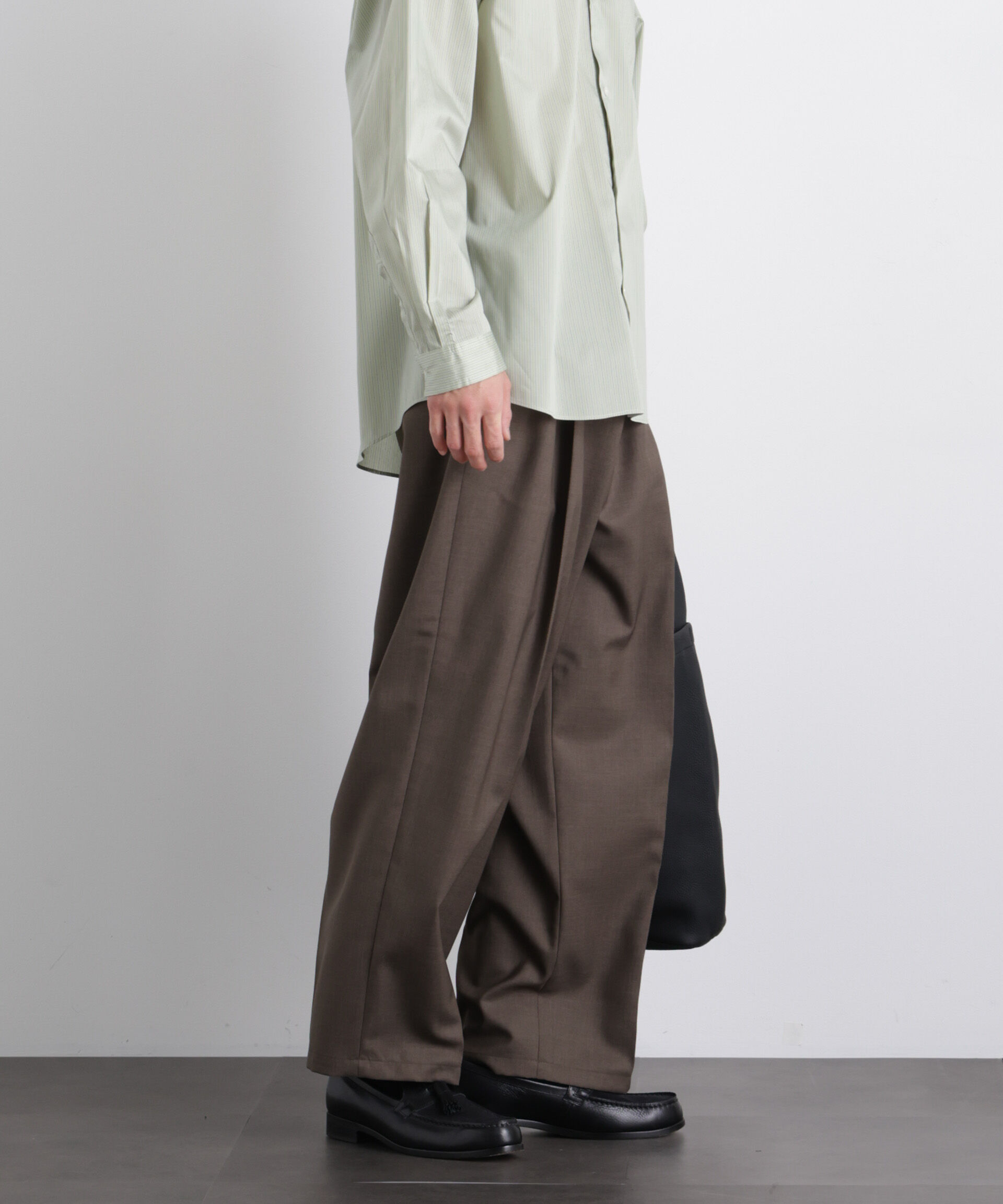 nano･universe「「大人のワイドパンツ」ドライギャバワイドイージースラックス」|チノ|カーキ