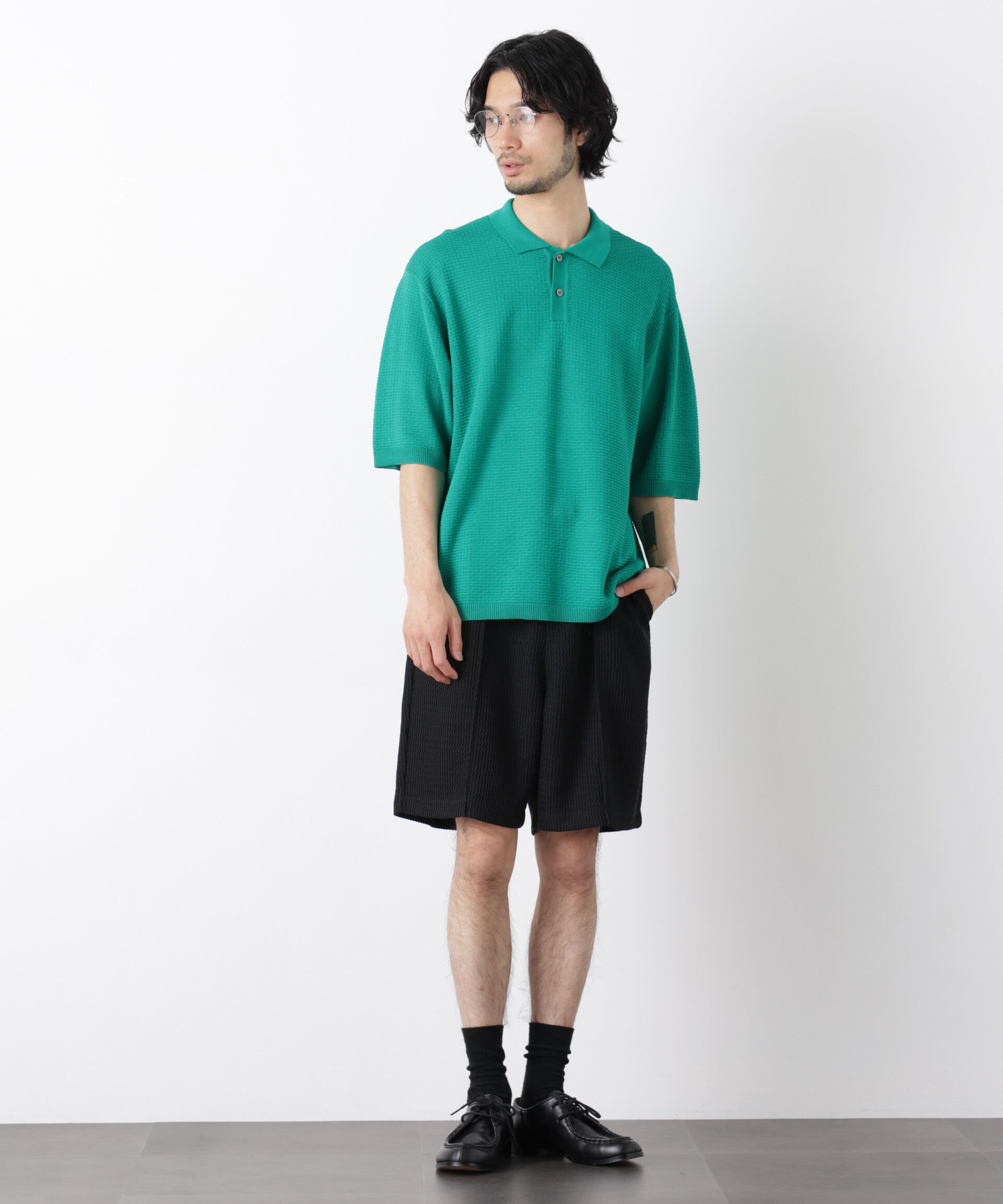 nano･universe「ジャガードニットソーショートパンツ（セットアップ可）」|チノ|