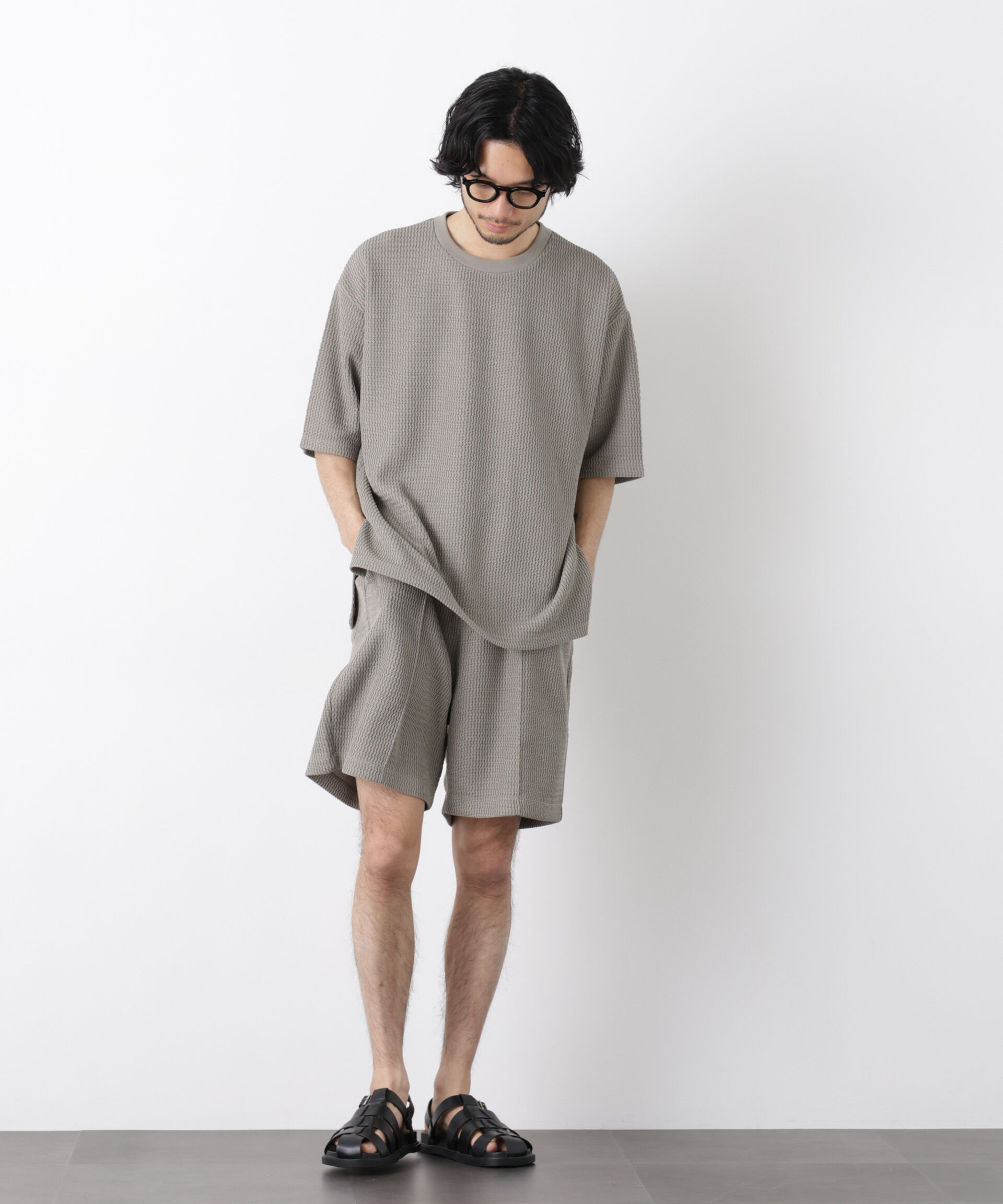 nano･universe「ジャガードニットソーショートパンツ（セットアップ可）」|チノ|