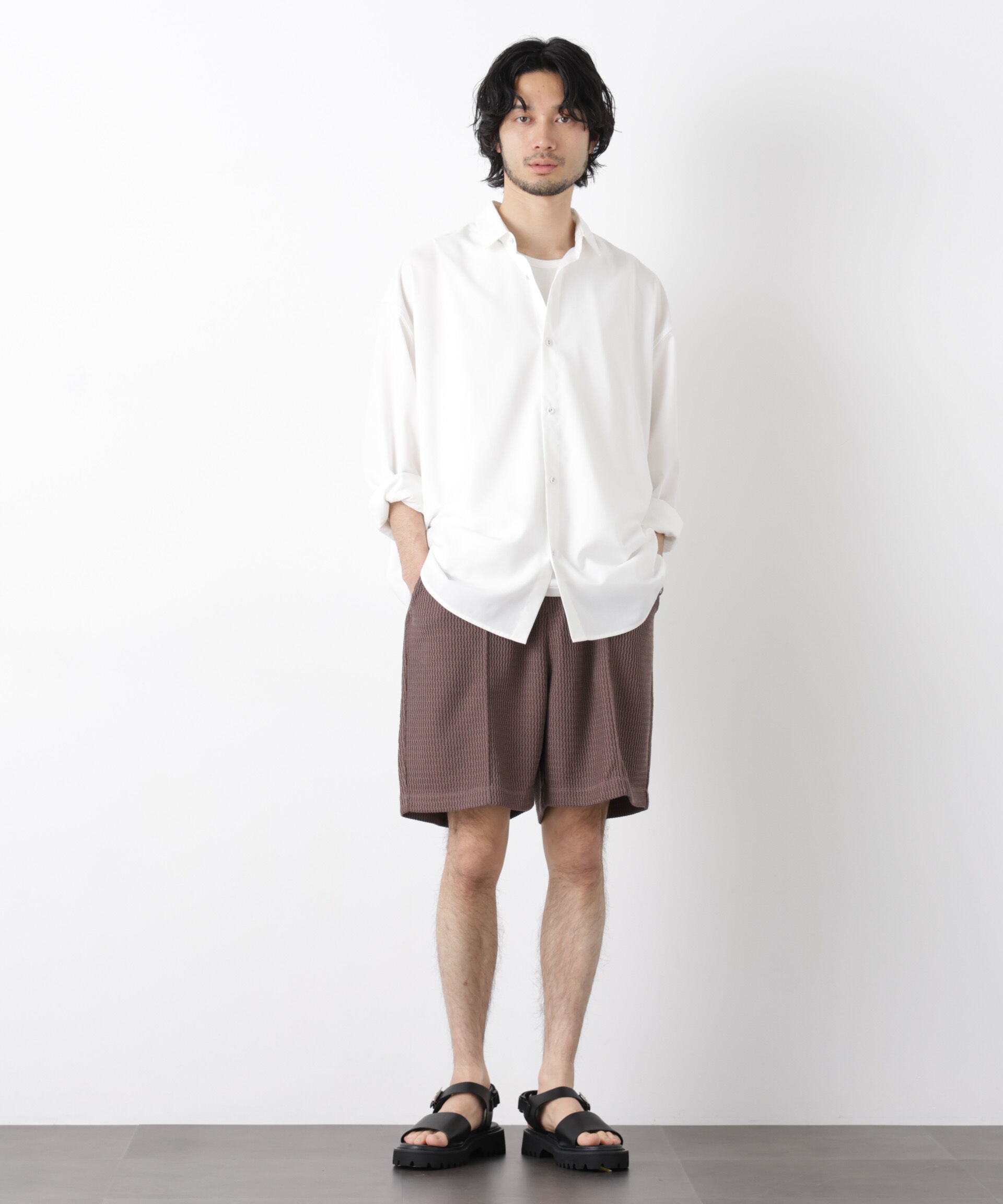 nano･universe「ジャガードニットソーショートパンツ（セットアップ可）」|チノ|