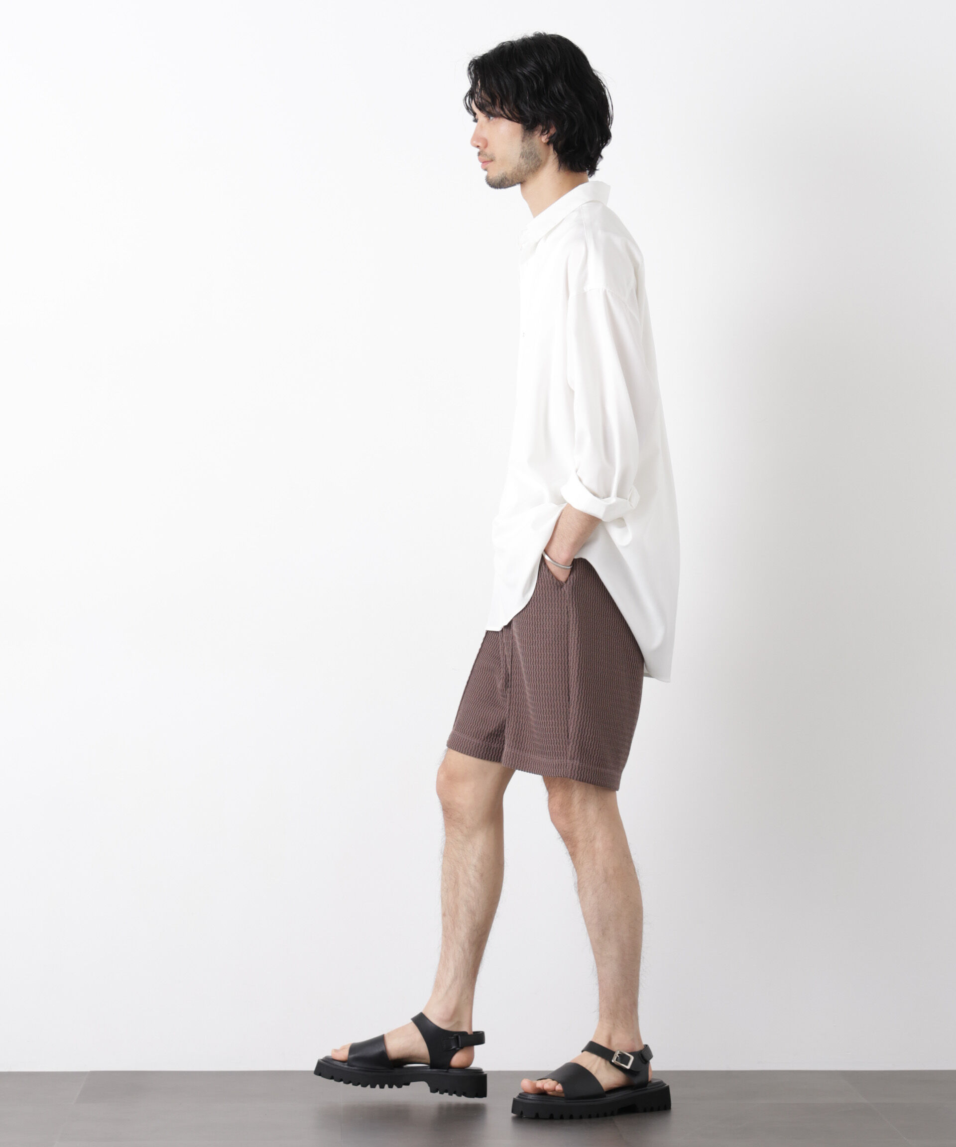 nano･universe「ジャガードニットソーショートパンツ（セットアップ可）」|チノ|