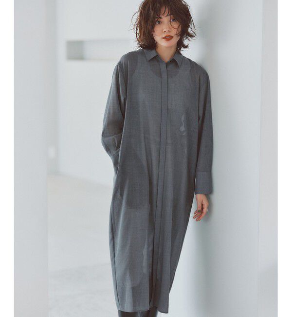 自由区「【洗える】ライトビエラシャツ ワンピース」|ワンピース|TOPグレー