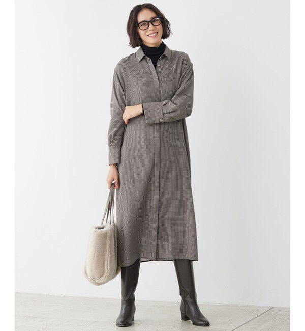 自由区「【洗える】ライトビエラシャツ ワンピース」|ワンピース|ﾌﾞﾗｳﾝ系