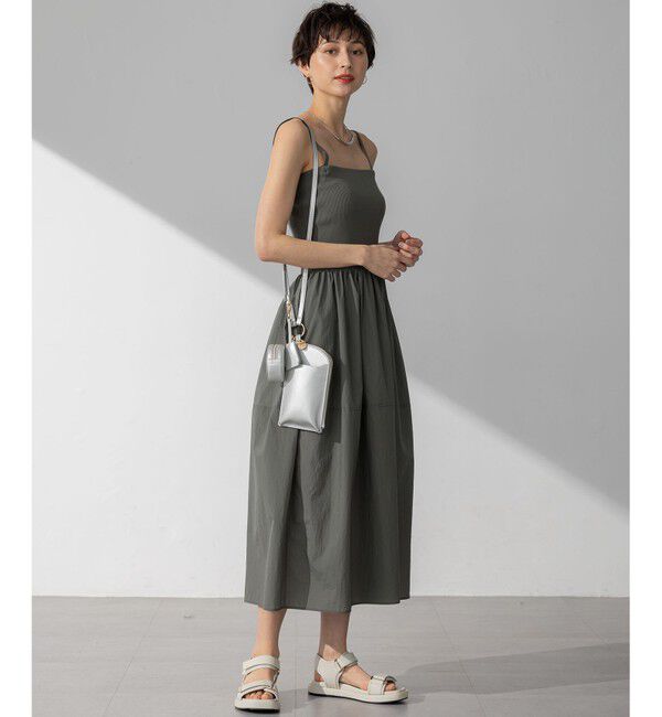 23区「【洗える】ブライトナイロンワッシャー ニットコンビワンピース」|ワンピース|