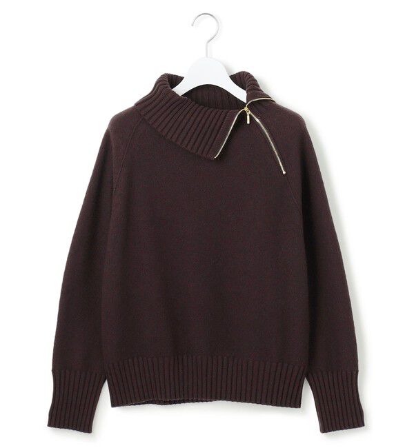 23区「ボイルドウールコンビ ジップ タートルニット」|ニット・セーター|