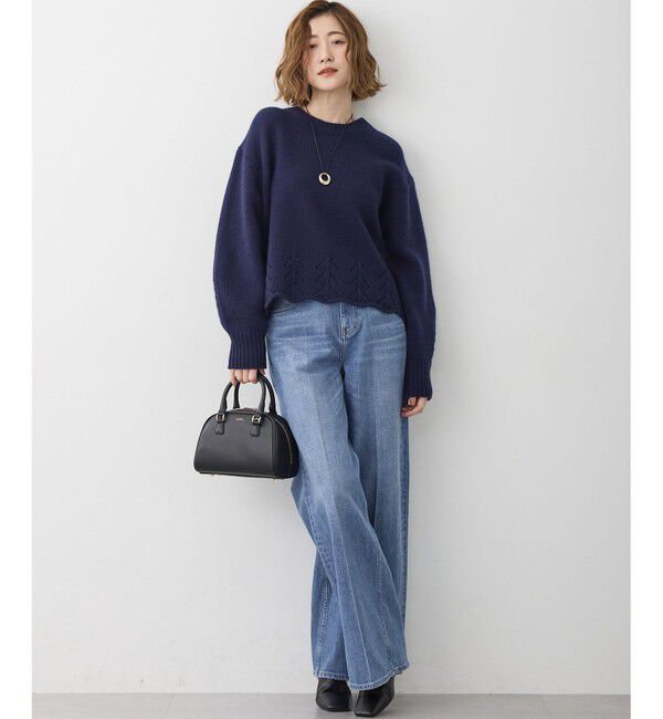 23区「【FUDGE掲載/滝沢眞規子さん着用/RED CARD TOKYO&times;23区】 センタープレス デニム ワイド パンツ」|デニム|