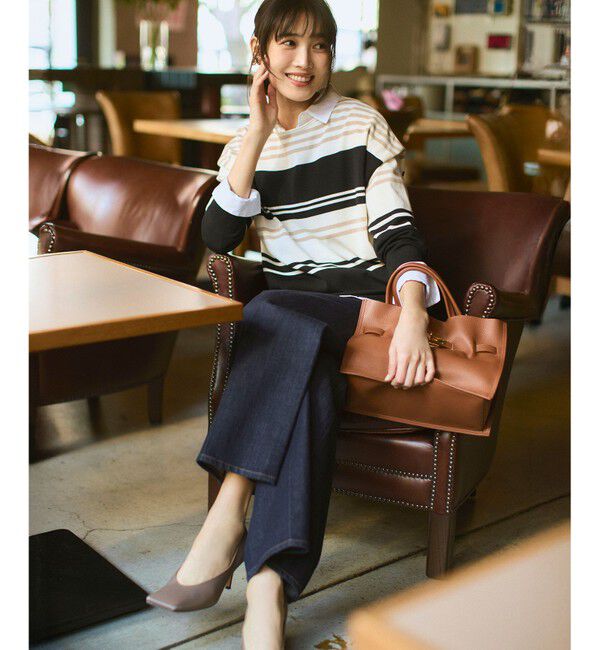 23区「【FUDGE掲載/滝沢眞規子さん着用/RED CARD TOKYO&times;23区】 センタープレス デニム ワイド パンツ」|デニム|