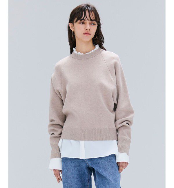 BEIGE,「【洗える・Precious掲載】TAFT / コットンカシミヤスウェットニットトップス」|ニット・セーター|Taupe