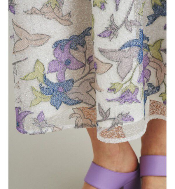 GRACE CONTINENTAL「ラメチュール刺繍フレアスカート」|スカート|