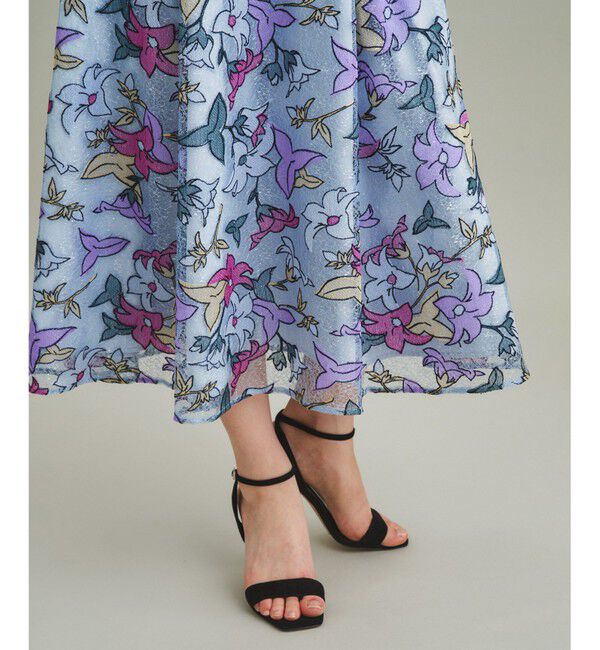 GRACE CONTINENTAL「ラメチュール刺繍フレアスカート」|スカート|