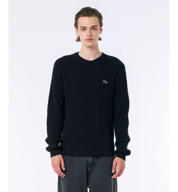 LACOSTE「ヘザーカラーリングワッフルニット / メランジニット」|ニット・セーター|ブラック