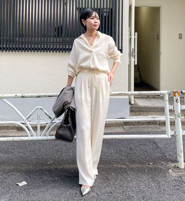 NOLLEY'S sophi「《セットアップ対応》ウォッシャブルダブルクロスサテンイージーワイドパンツ」|その他|