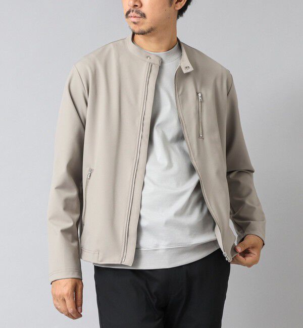 NOLLEY'S goodman「【ACTIVE SECT】《限定展開》ハイストレッチシングルライダース 25AW」|ブルゾン・スタジャン|グレーベージュ
