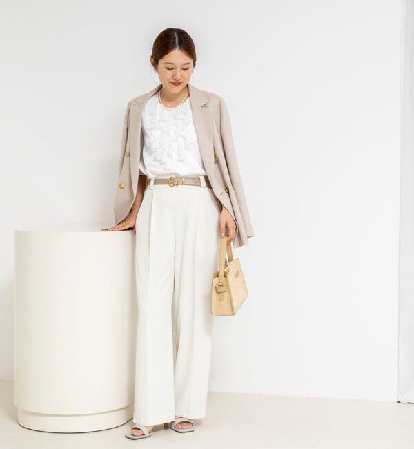 NOLLEY'S「ウォッシャブルオトナサテンラッフルブラウス」|シャツ・ブラウス|