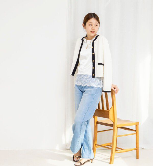 NOLLEY'S「ウォッシャブル裾レースオトナサテンＴシャツ」|シャツ・ブラウス|