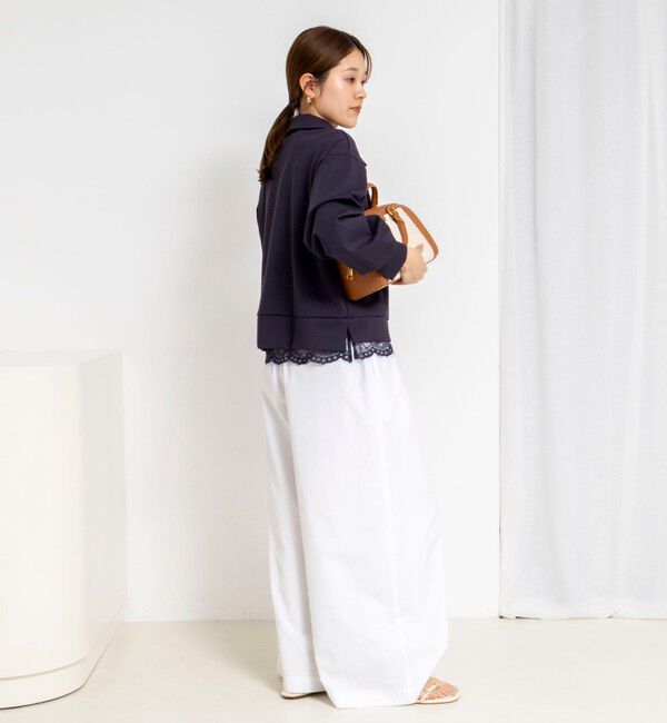 NOLLEY'S「ウォッシャブル裾レースオトナサテンＴシャツ」|シャツ・ブラウス|