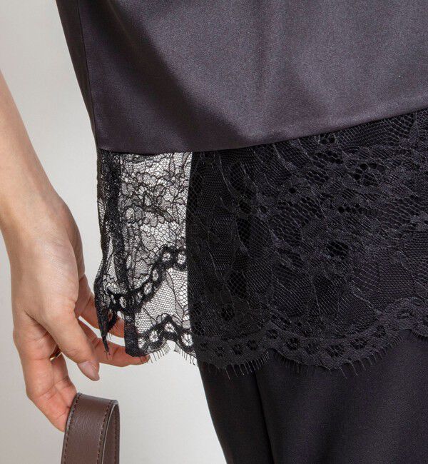 NOLLEY'S「ウォッシャブル裾レースオトナサテンＴシャツ」|シャツ・ブラウス|