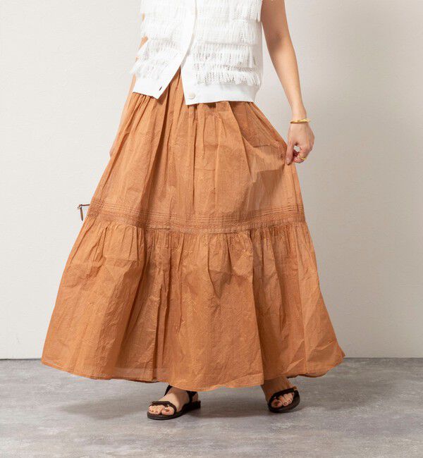 NOLLEY'S sophi「【MARILYN MOON】sheer starched cotton lace tieredスカート」|フレア|キャメル