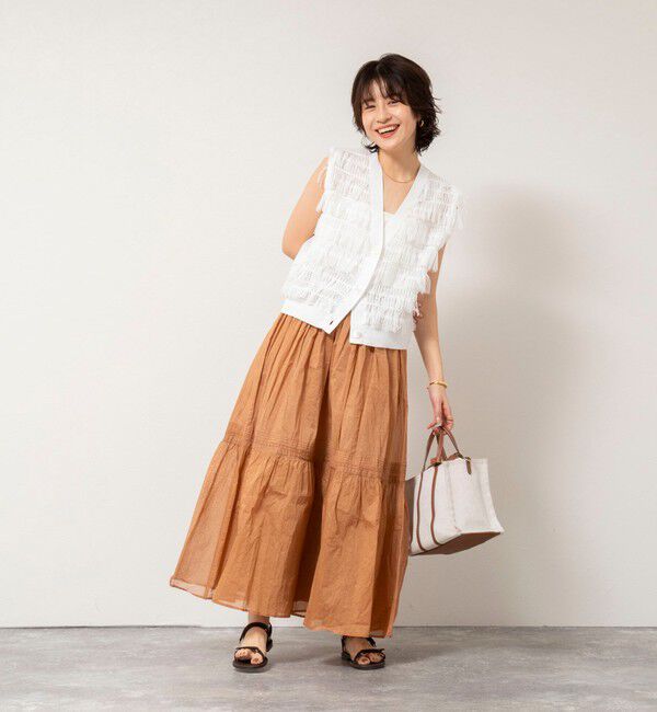 NOLLEY'S sophi「【MARILYN MOON】sheer starched cotton lace tieredスカート」|フレア|
