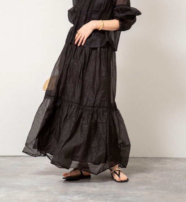 NOLLEY'S sophi「【MARILYN MOON】sheer starched cotton lace tieredスカート」|フレア|