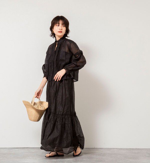 NOLLEY'S sophi「【MARILYN MOON】sheer starched cotton lace tieredスカート」|フレア|