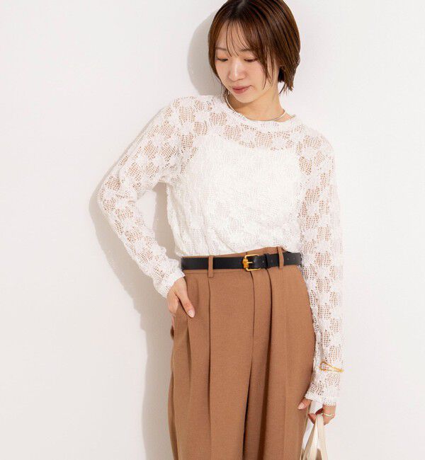 NOLLEY'S「ウォッシャブルレースロンT」|Tシャツ・カットソー|