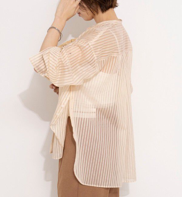 NOLLEY'S「ウォッシャブルサイドボタンシアーブラウス」|シャツ・ブラウス|ブラウンベージュ系3